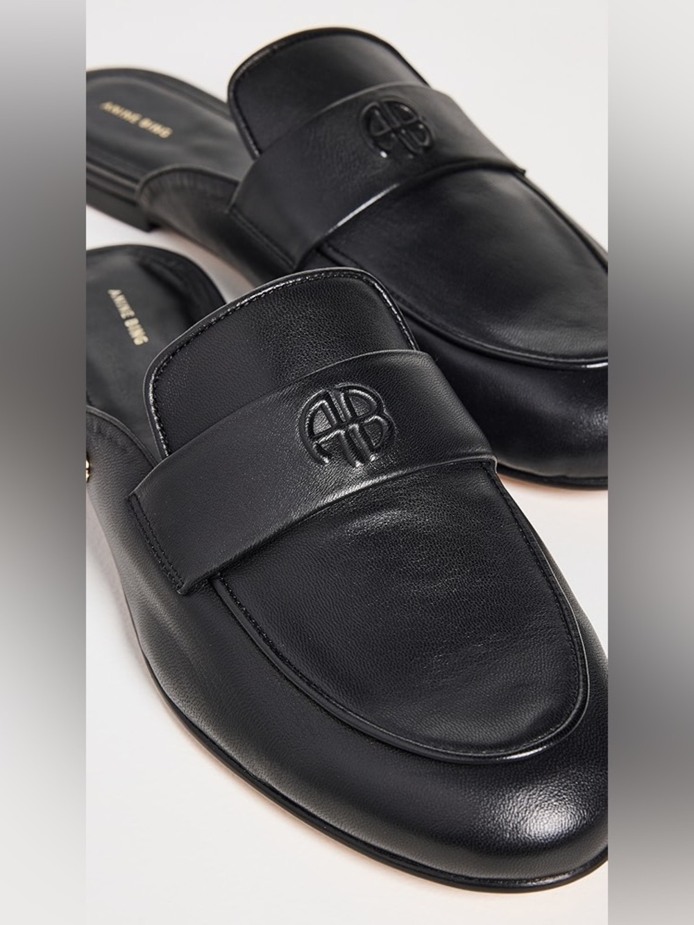 Anine Bing Black Leather Corrine Mule Loafers
